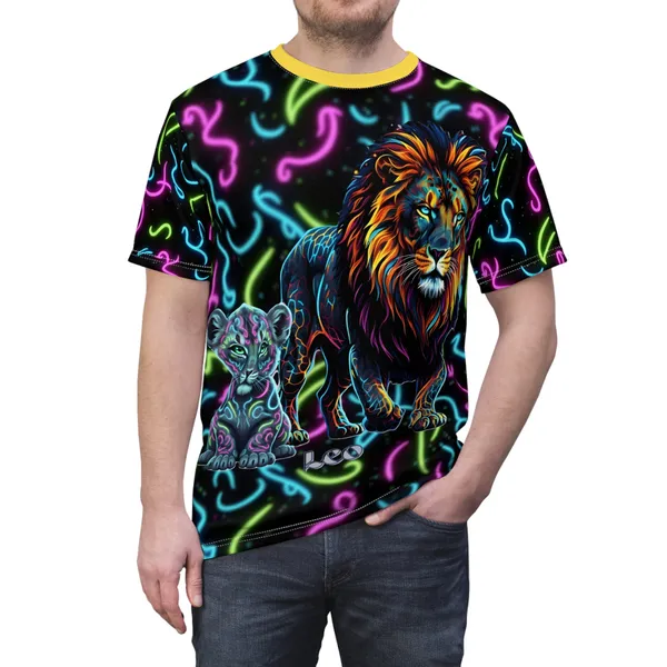 Leo_Zodiac_Neon_Lion_Unisex_Tee_White_Stitching_6_Oz